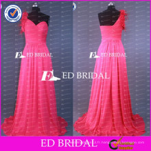 2017 ED Bridal Custom Made New Fashion Floral Une épaule A Line Watermelon Chiffon Long Prom Dress